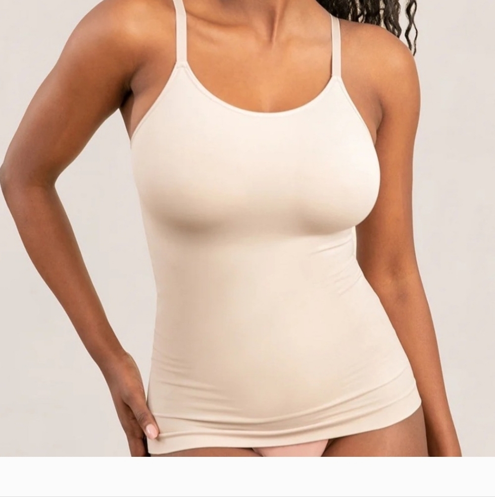 SHAPERMINT Essentials All Day Every Day Scoop Neck Cami Tank Top Large Beige NWT